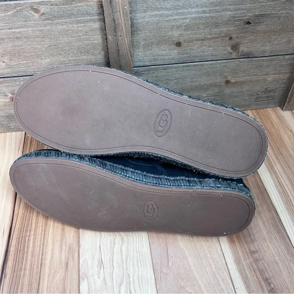 UGG Reid Moc Black Suede Booties Leather Details Sheepskin Wool Treadlite Sz 10 - Picture 8 of 14